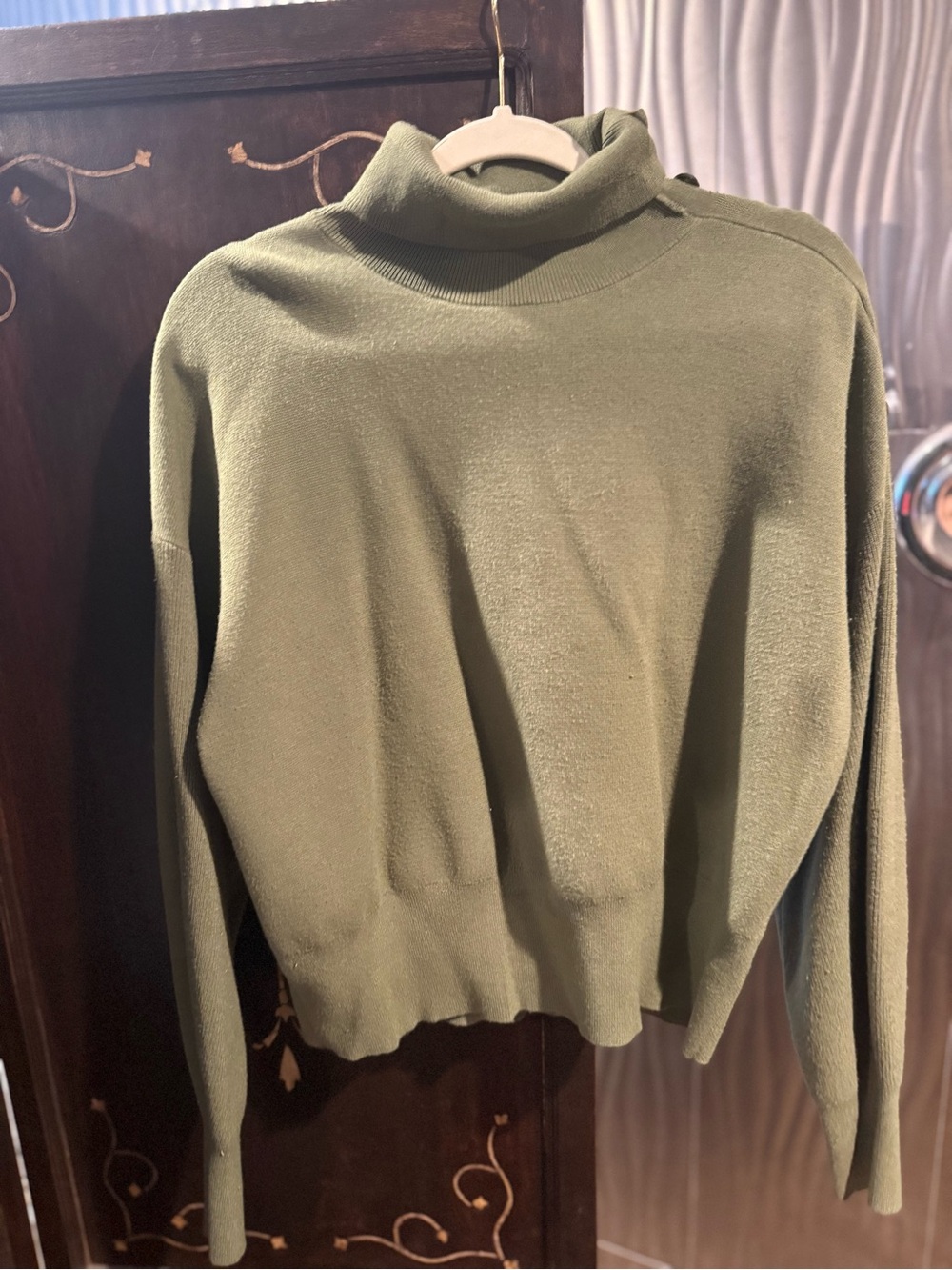 Olive Green Turtleneck Sweater - Women